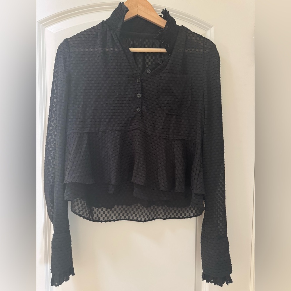 Carven Black Textured Blouse